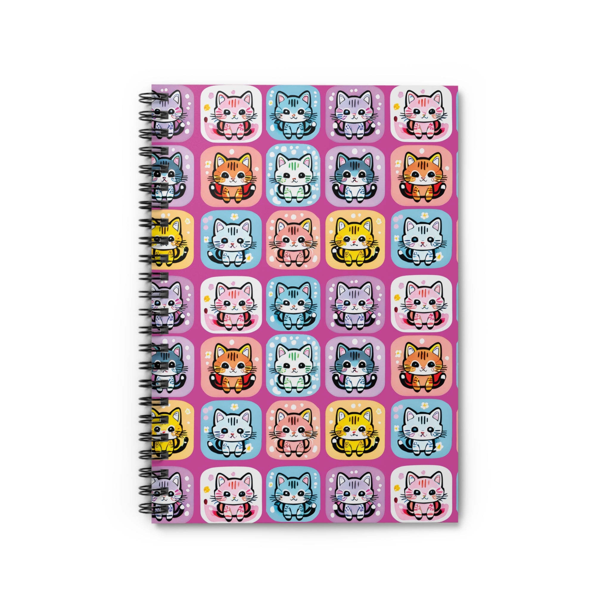 Cat Boxes - Pink Variant, Spiral Notebook - Ruled Line