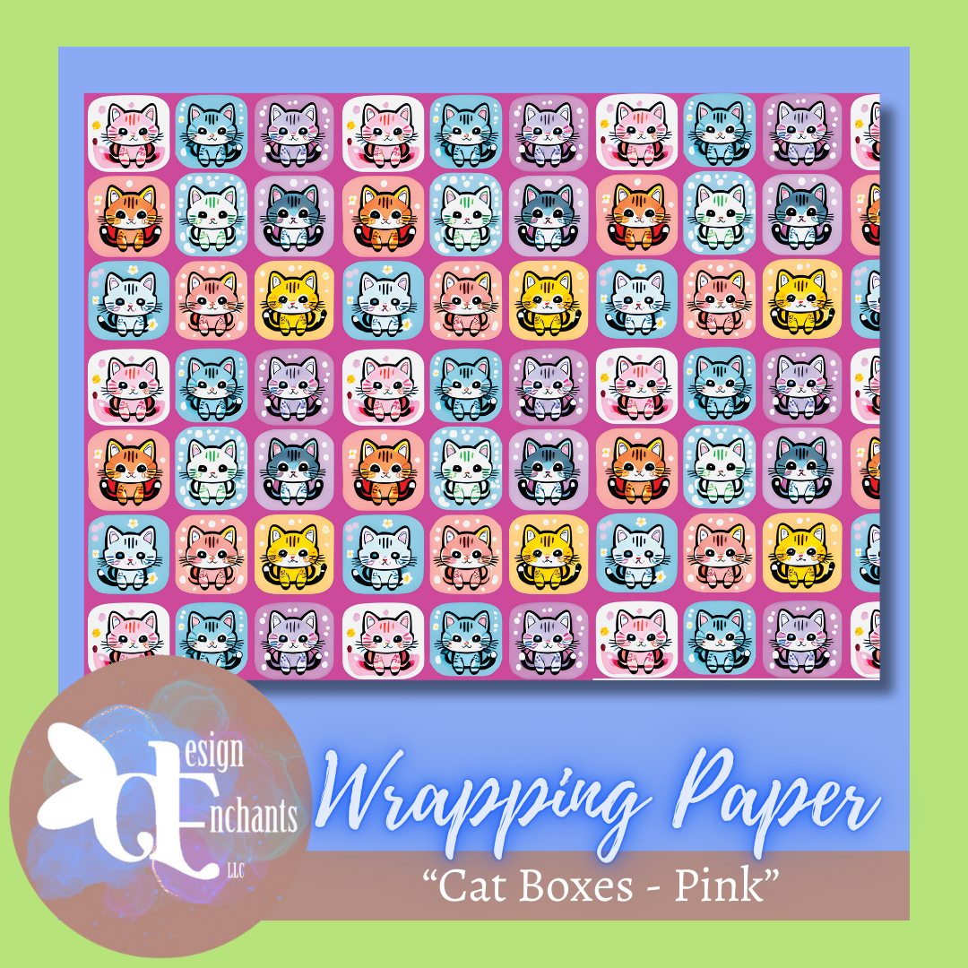 Cat Boxes - Pink, Wrapping Paper for Holidays & Celebrations