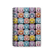 Cat Boxes - Black Variant, Spiral Notebook - Ruled Line