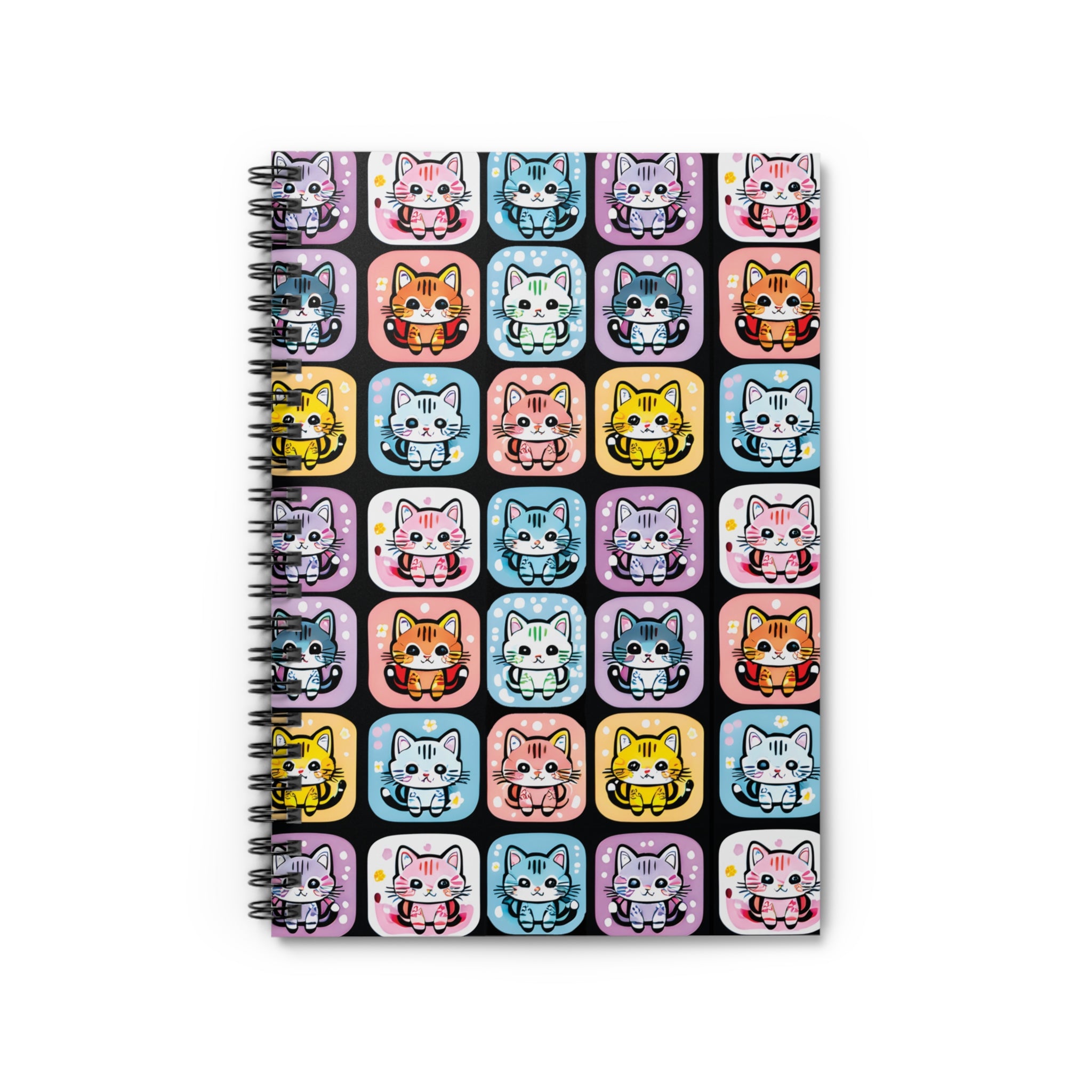 Cat Boxes - Black Variant, Spiral Notebook - Ruled Line