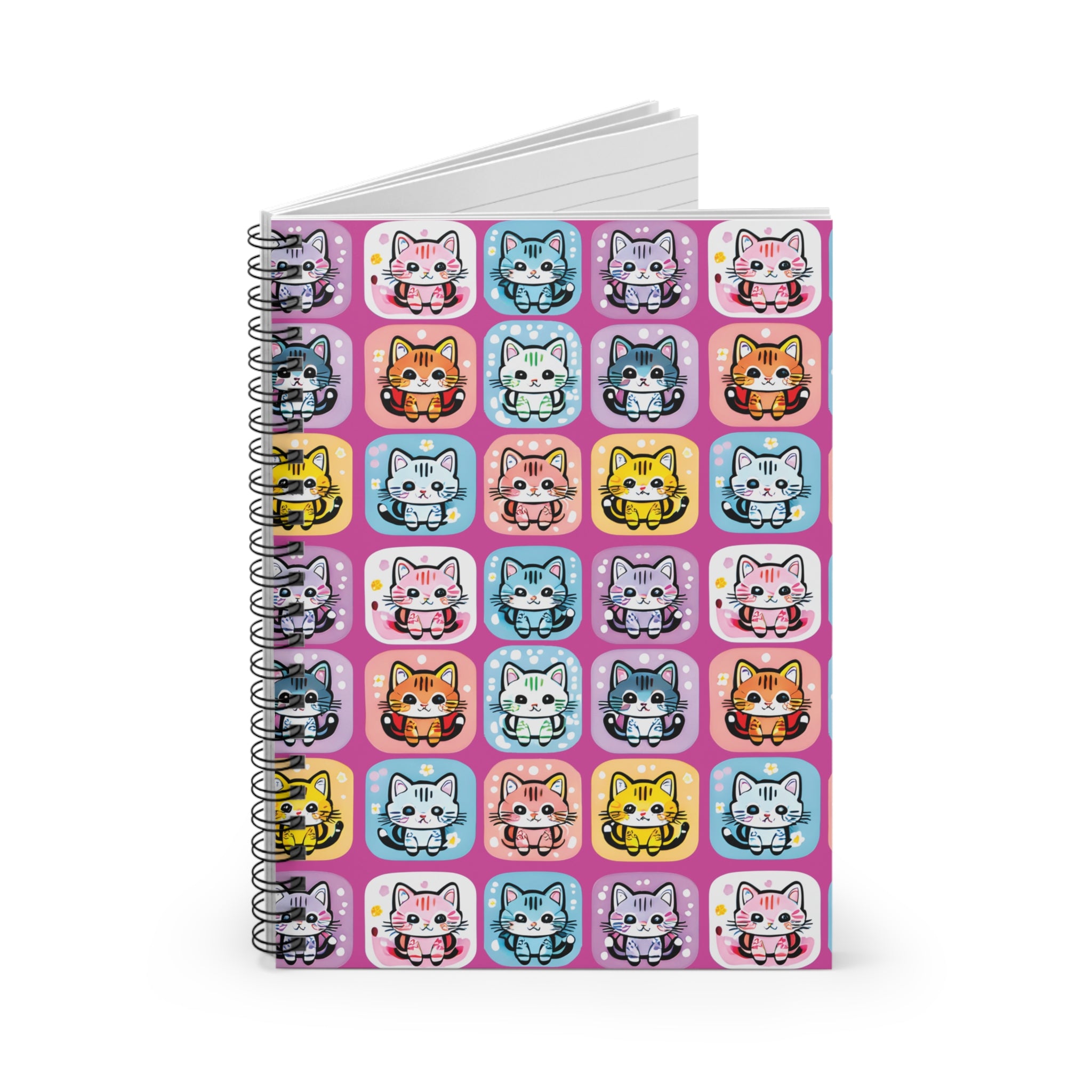 Cat Boxes - Pink Variant, Spiral Notebook - Ruled Line