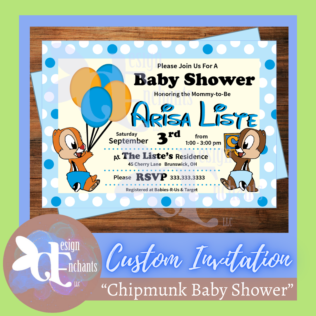 Chipmunk Baby Shower Custom Invitation