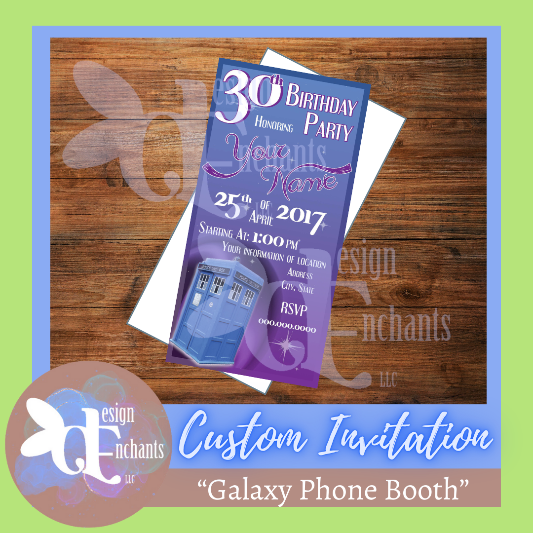 Galaxy Phone Booth, Birthday Invitation