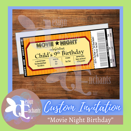 Movie Night, Birthday Invitation