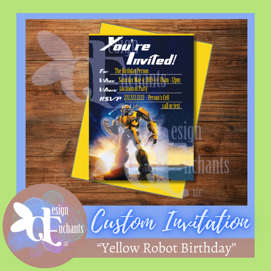 Yellow Robot, Birthday Invitation